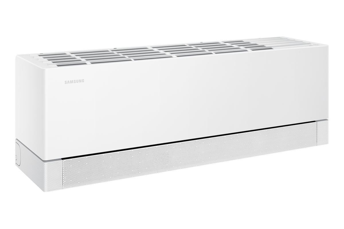 Samsung WindFree Premiere+ indoor unit, angled view