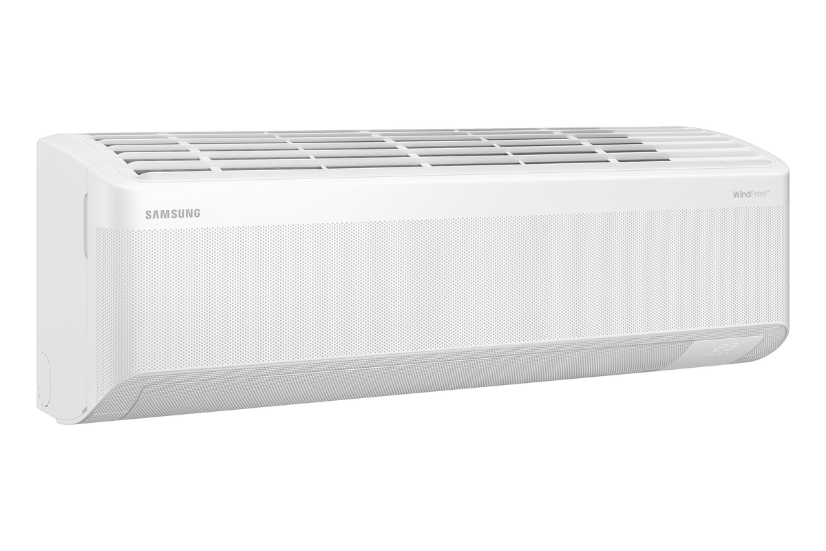 Samsung WindFree Avant wall unit in white, angled view
