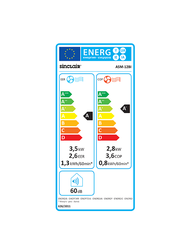 Sinclair ASM-12BI energy label
